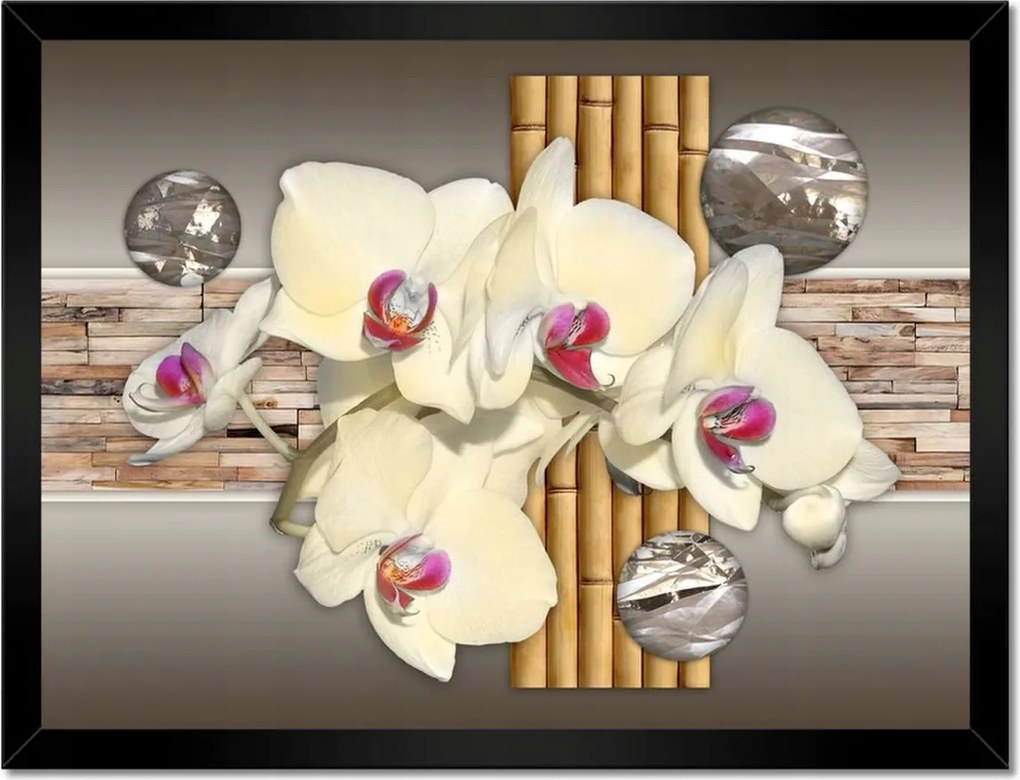 Poszterek keretben 40x30 Orchidea bambuszokkal