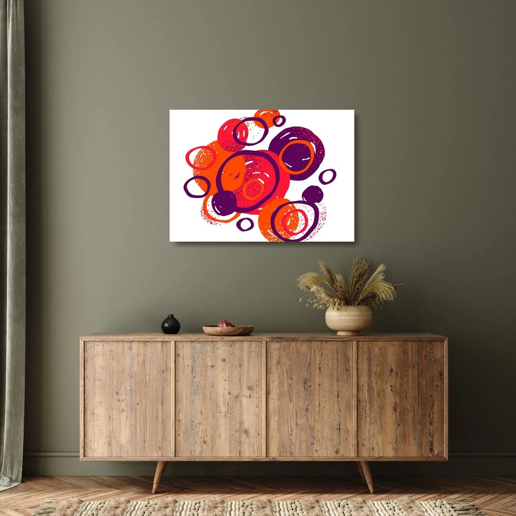 Kép - Motívum körökkel meleg színekben (üvegen) (70x50 cm)