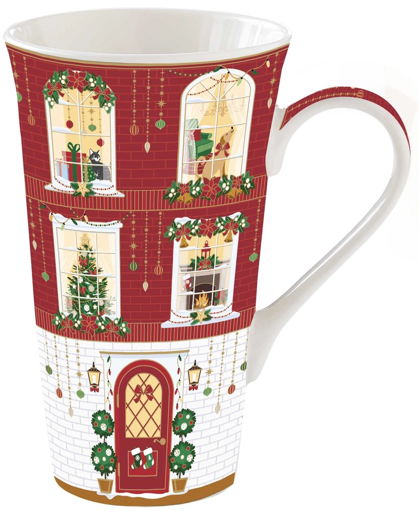 Karácsonyi porcelán nagy bögre 600 ml díszdobozban Festive Avenue