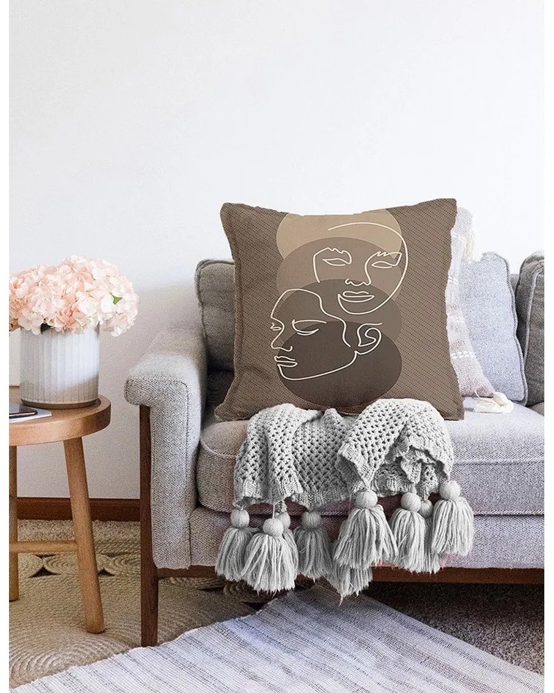 Chenille barna pamut keverék párnahuzat, 55 x 55 cm - Minimalist Cushion Covers