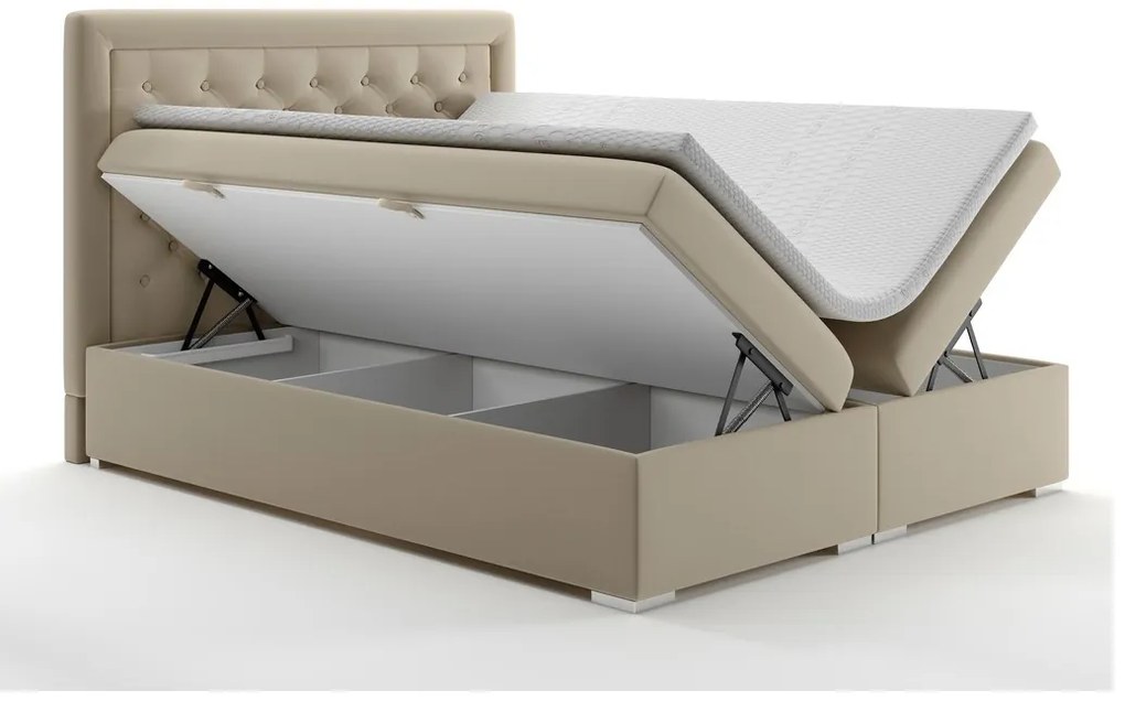 Franciaágy Boxspring 160 cm Gllamy (bézs) (tárolóhellyel). 1020294