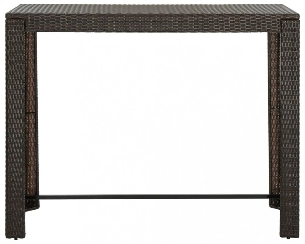 barna polyrattan kerti bárasztal 140,5 x 60,5 x 110,5 cm