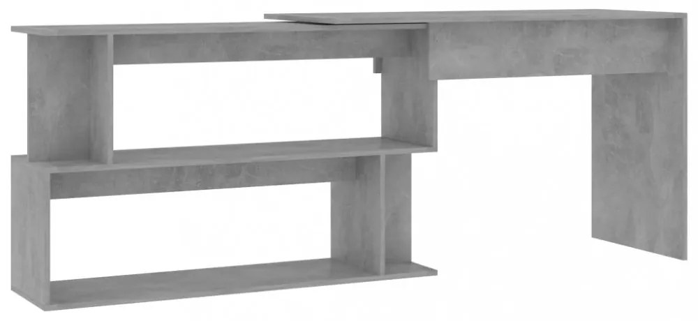 betonszürke szerelt fa sarokasztal 200 x 50 x 76 cm