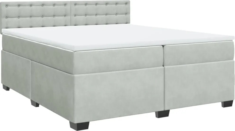 vidaXL világosszürke bársony rugós ágy matraccal 200x200 cm