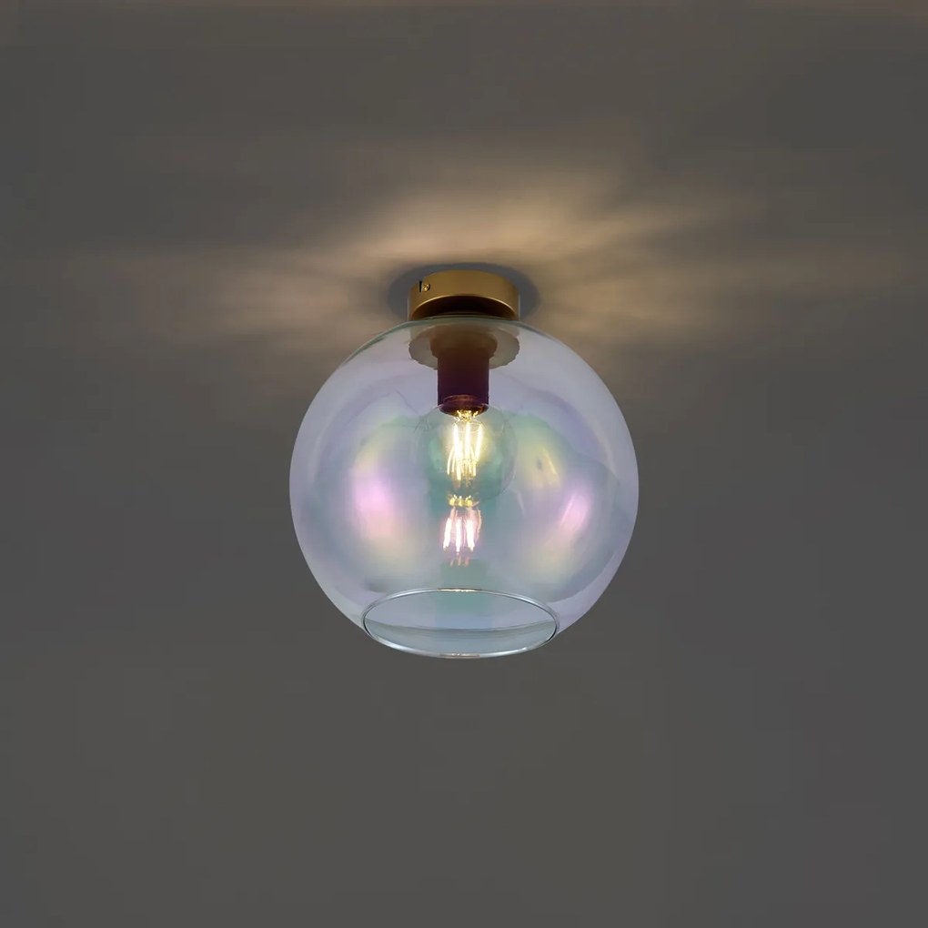 Art Deco mennyezeti lámpa arany színben, szivárványos üveggel - Sandra