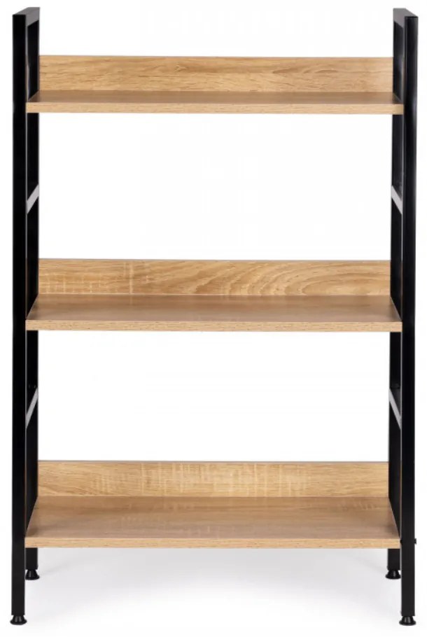 Intenso Home 3 szintes nyitott könyvespolc 60 x 93cm (Sonoma tölgy) | Univerzális tároló állvány fém lábakkal