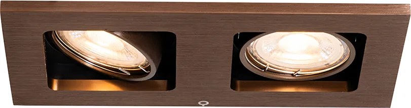 6 darabos süllyesztett spotlámpa készlet sötét bronz téglalap alakú 2-fényű állítható - Qure