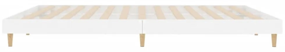 magasfényű fehér szerelt fa ágykeret 200 x 200 cm
