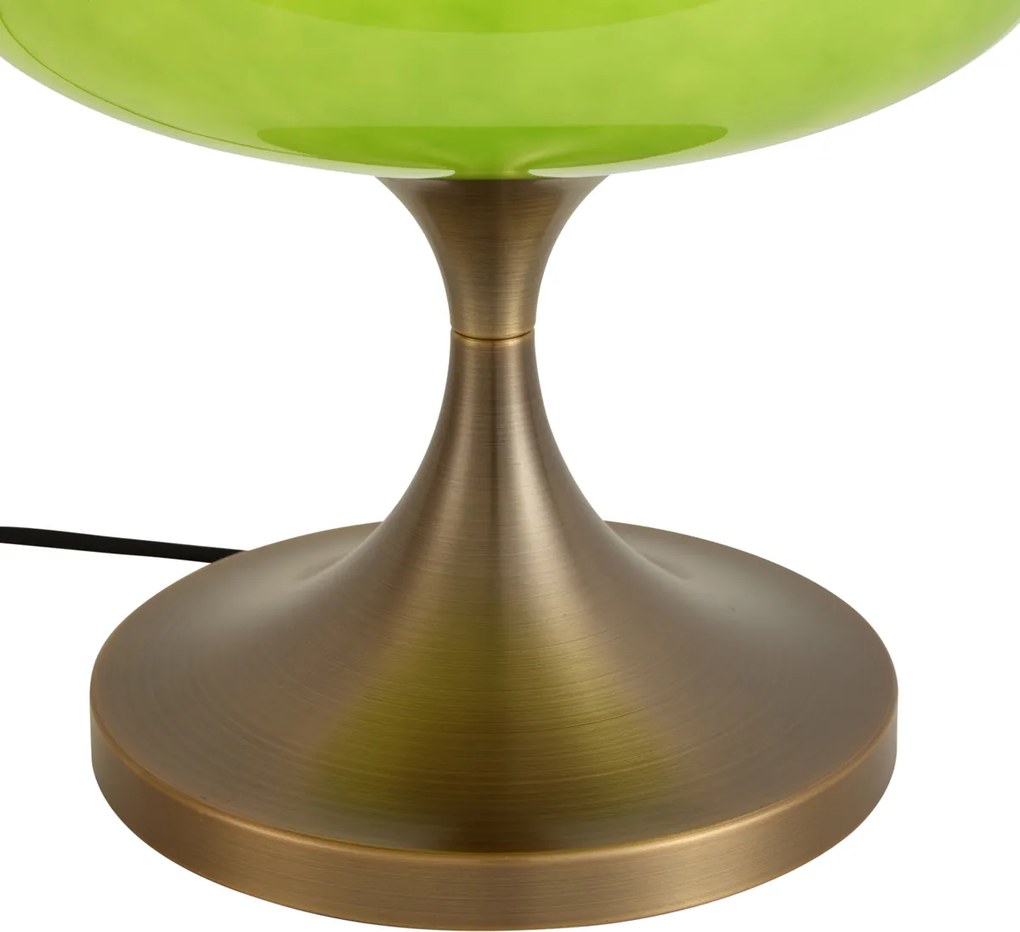 Retro asztali lámpa sötét bronz zöld üveg búrával 31 cm - Glaze