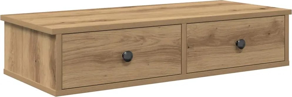 vidaXL Falipolc fiókokkal artisian tölgy 80x31x17 cm műszaki fa