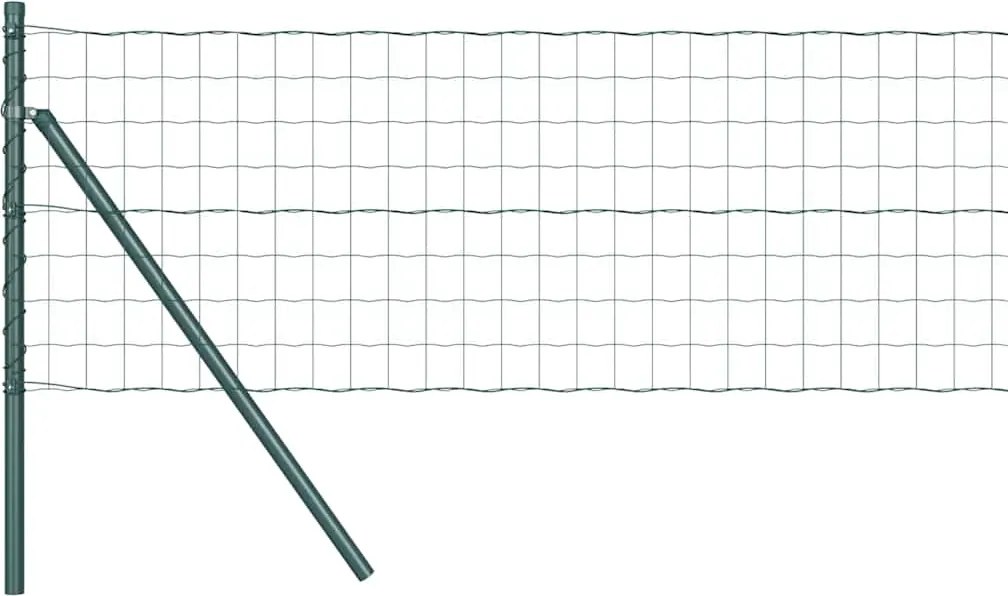 vidaXL Kerítés oszlopokkal Zöld 0,8 x 10 m Acél