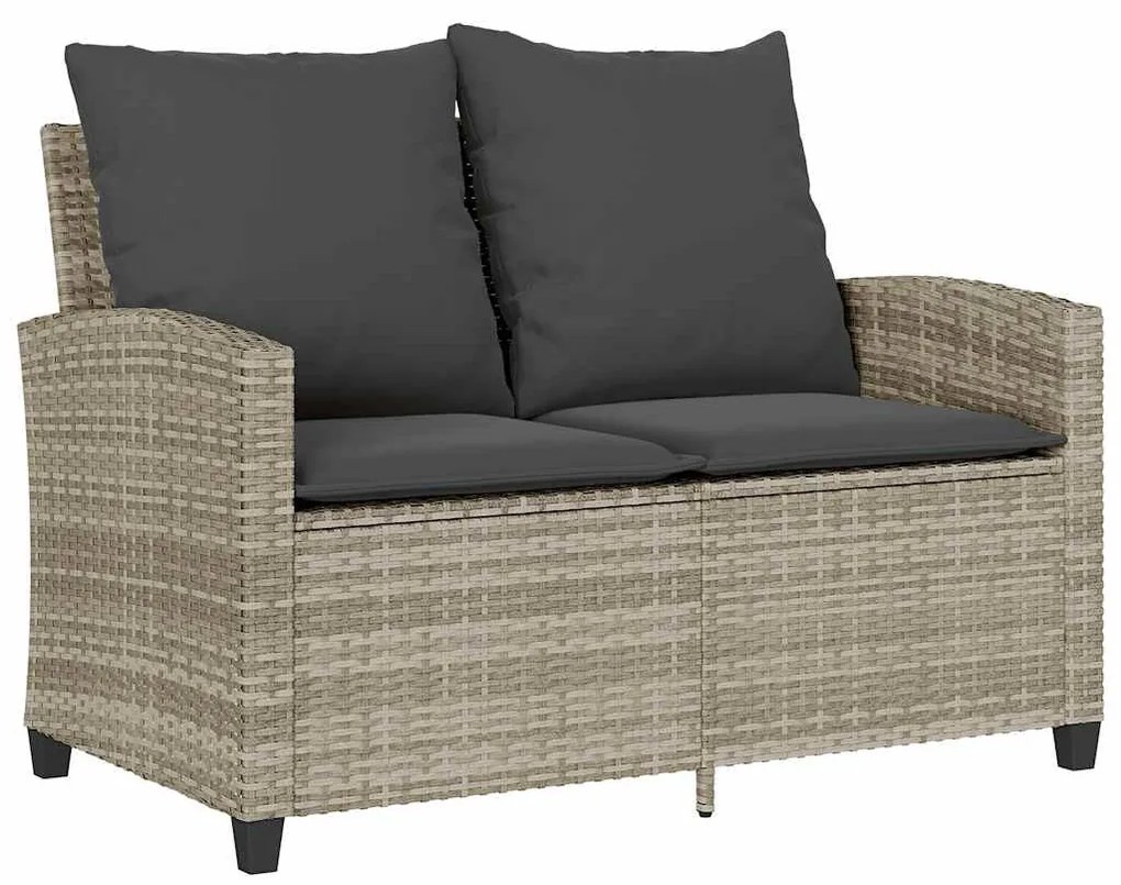 6 részes világosszürke polyrattan kerti ülőgarnitúra párnákkal