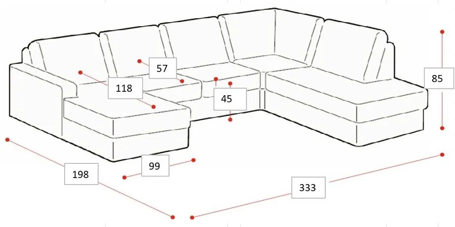Bézs zsenília sarokkanapé (jobb oldali-U alakú) Fabian – Scandic