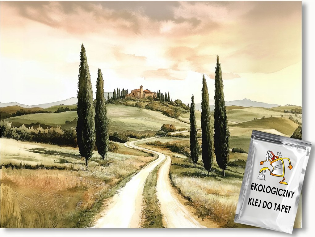 Fotótapéta Flizelina Olaszország Toszkána Villa Ciprus Út Mező 416x254 ragasztó