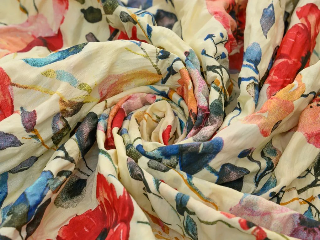 Krepp ágynemű FLOREEN krémszínű Ágyneműhuzat mérete: 70 x 90 cm | 140 x 200 cm