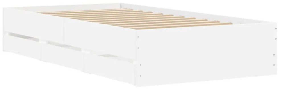 fehér szerelt fa ágykeret fiókokkal 90 x 190 cm