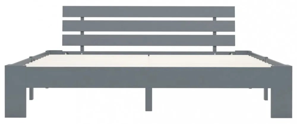 szürke tömör fenyőfa ágykeret fejtámlával 160 x 200 cm