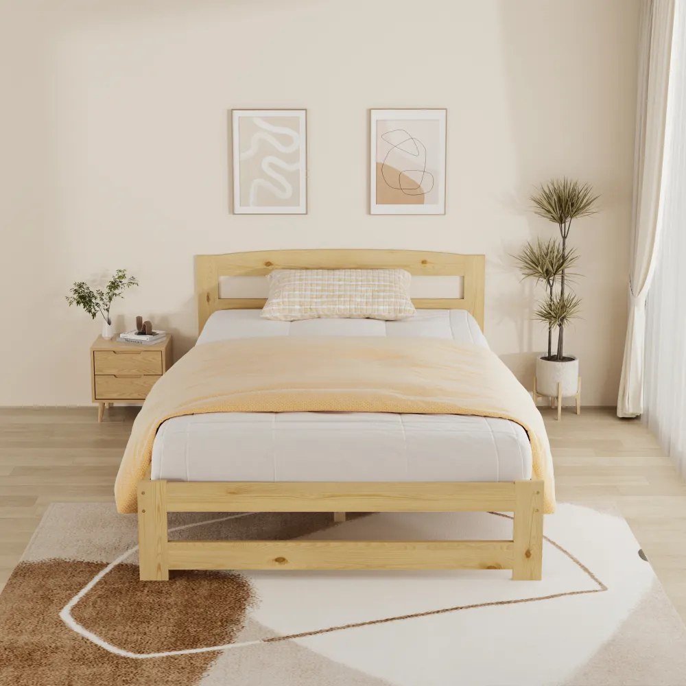 Ágy ágyráccsal, természetes, 120x200, AZRA