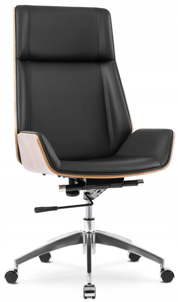 Fekete Eco-bőr Irodai Forgószék WOODY