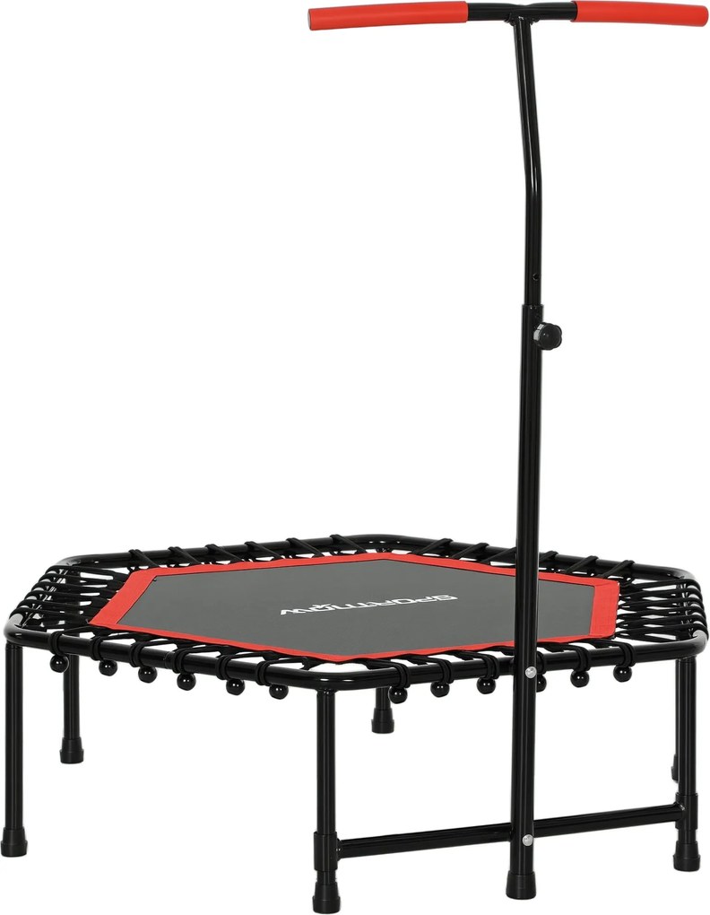 SPORTNOW Fitness Trambulin 114x114x132 cm Rugalmas Ágy Fitnessz Állítható 3 Szintű Fogantyúval Acél Keret Lábody Edzéshez Otthon Irodában Fitneszterem