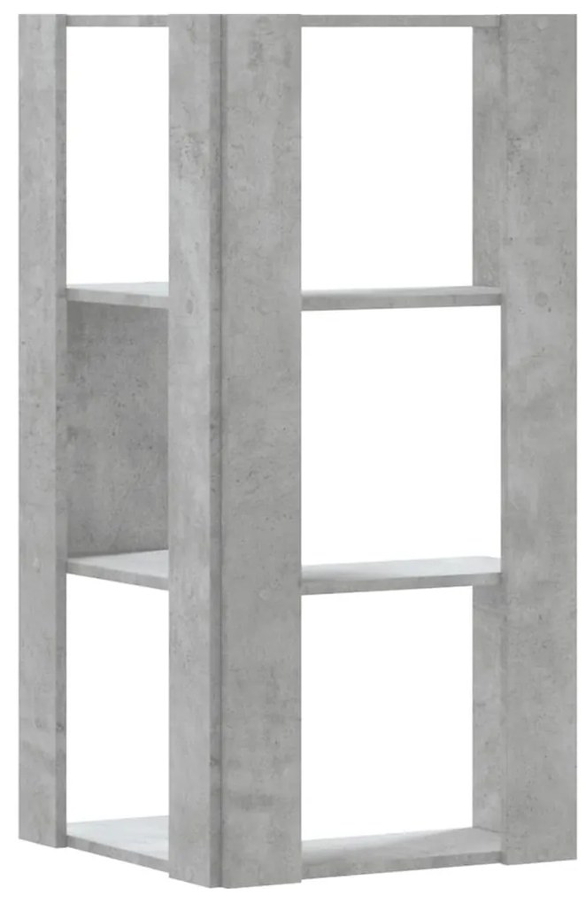 3 szintes betonszürke szerelt fa sarok könyvespolc 50x50x102 cm