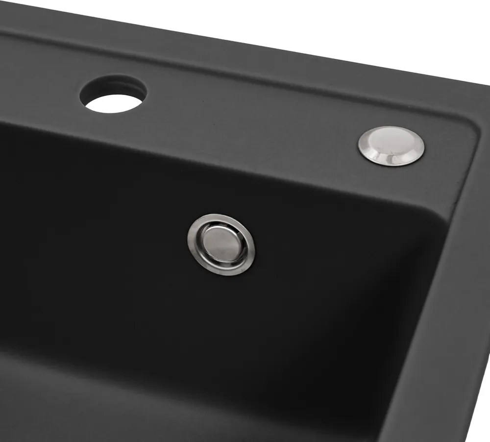 Nia szögletes egy medencés gránit mosogató fekete