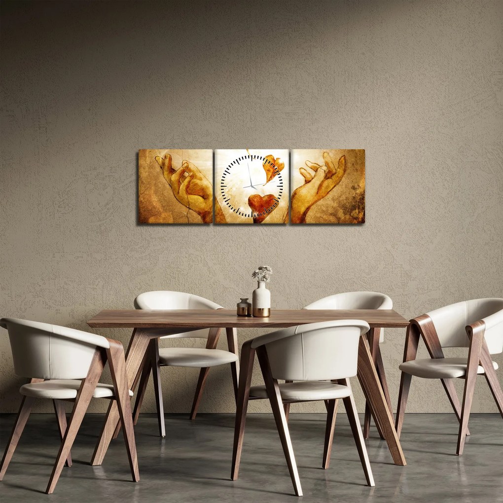 Kép - Szeretettel teli kezek festménye (órával) (90x30 cm)