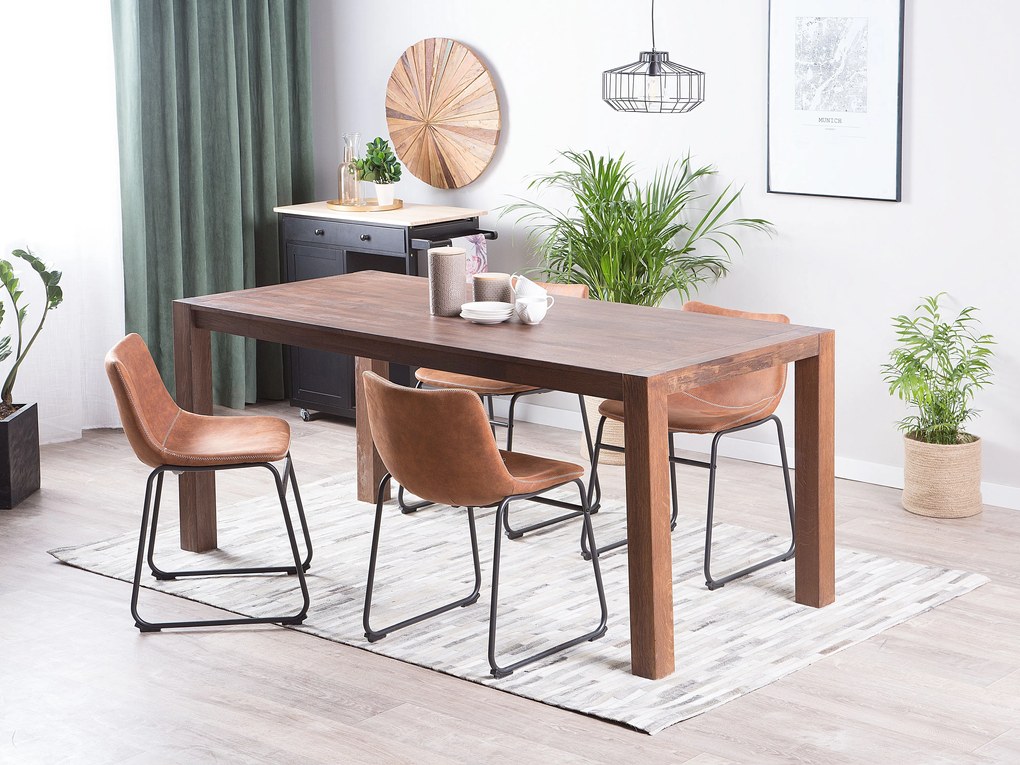 Klasszikus Sötétbarna Fa Étkezőasztal 150 x 85 cm NATURA Beliani