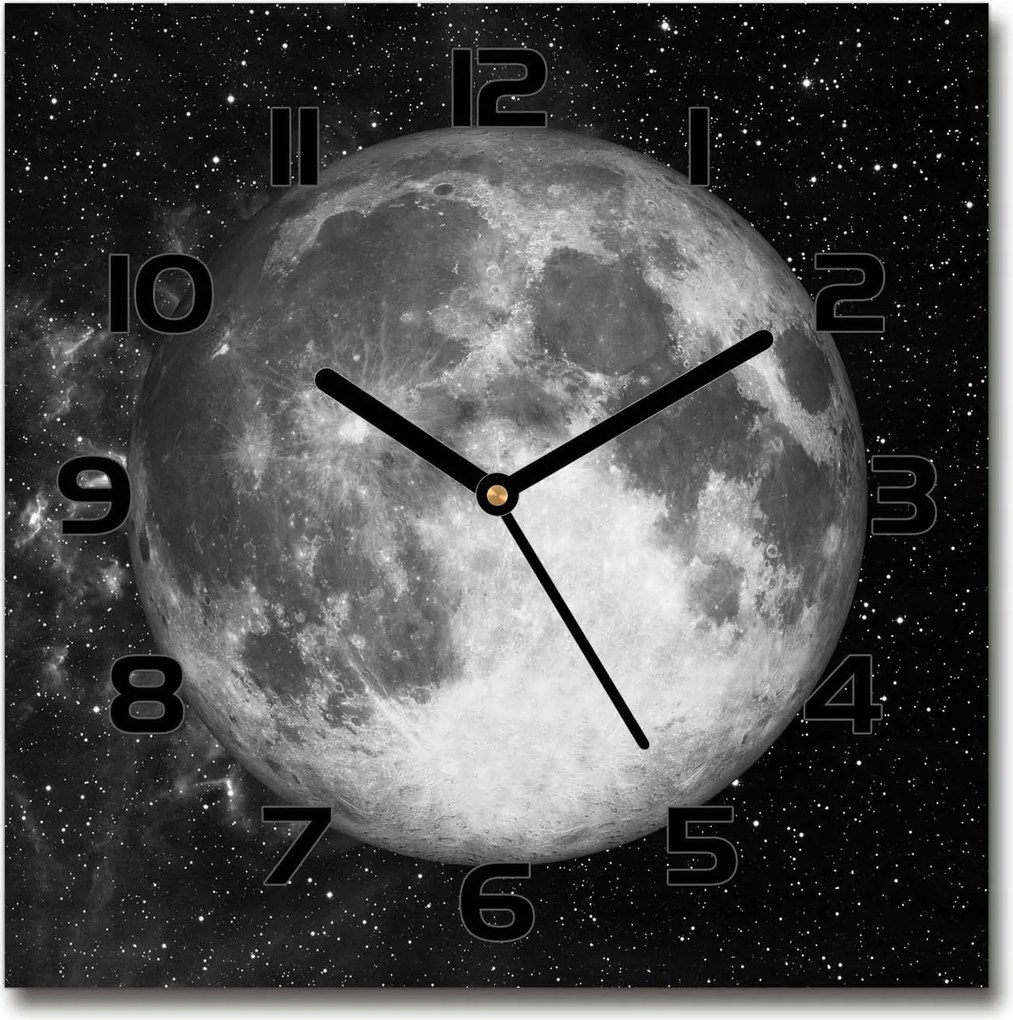 Üveg falióra négyzet alakú Hold 30x30 cm