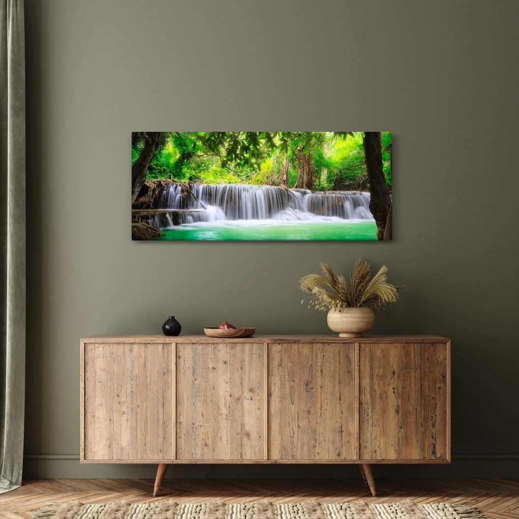 Kép egy vízesésről Kanchanaburiban, Thaiföldön (120x50 cm)