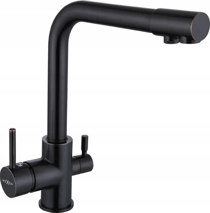 Konyhai Csaptelep Háromutas Fekete Vízszűrő Csaptelep Perlátor