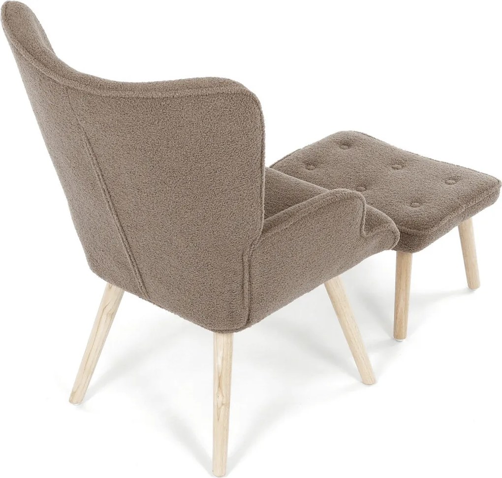 Barna relaxfotel, boucle szövet kárpitozással, AK-319 BR2
