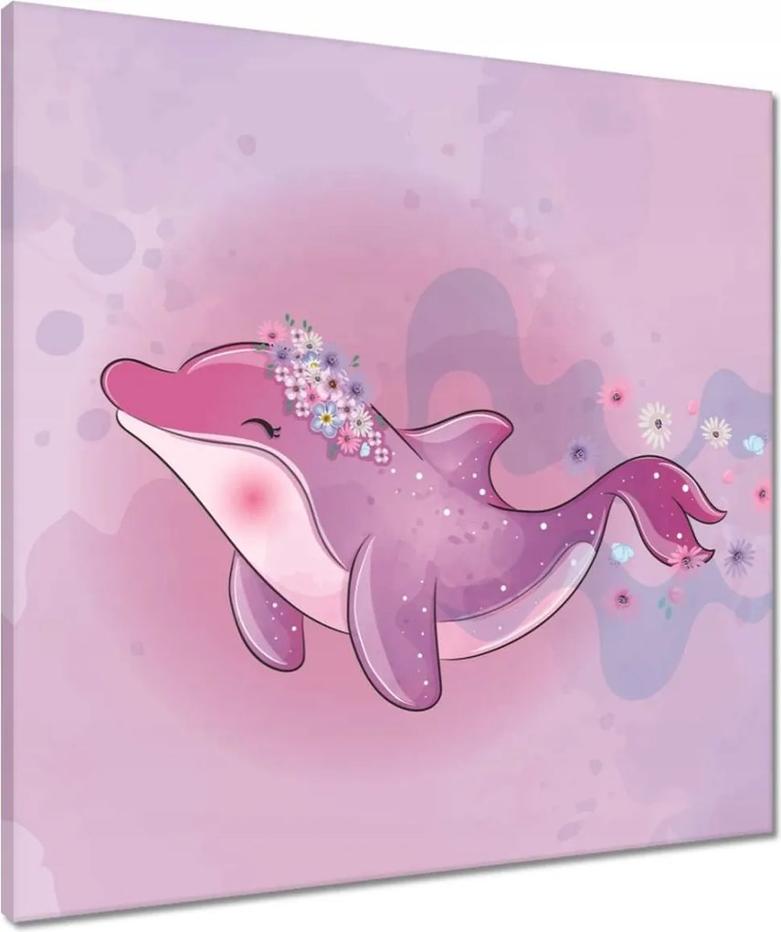 Vászonkép 60x60 Rózsaszín aranyos delfin
