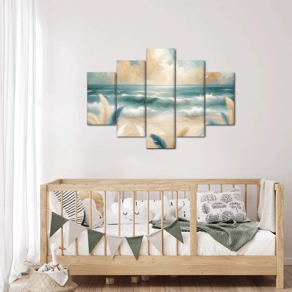 Kép – Festett strand lágy színekben (150x105 cm)