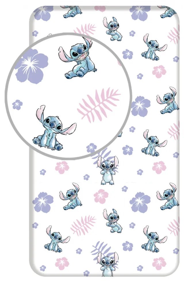 Disney Lilo és Stitch, A csillagkutya White gumis lepedő 90x200 cm