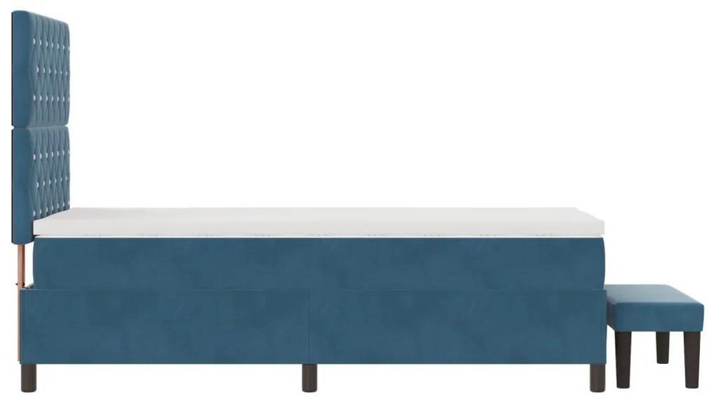Box Spring Ágy Matrac & Pad Sötétkék 90x200 cm Velúr