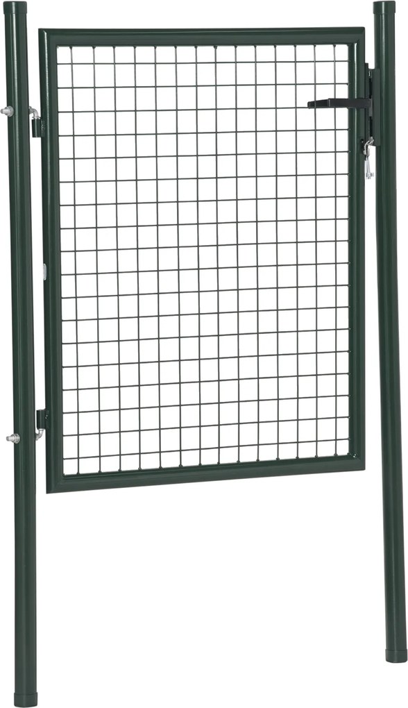 HOMCOM Acél Kerti Kapu Zárható Fogantyúval és 3 Kulccsal, Kerítésajtó Kültéri Teraszhoz 97x150 cm Zöld | Aosom