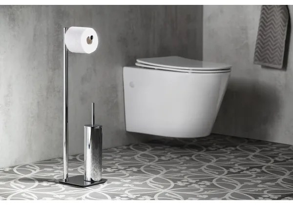 Gedy - Álló WC-kefe WC-papírtartóval FLORI fényes króm