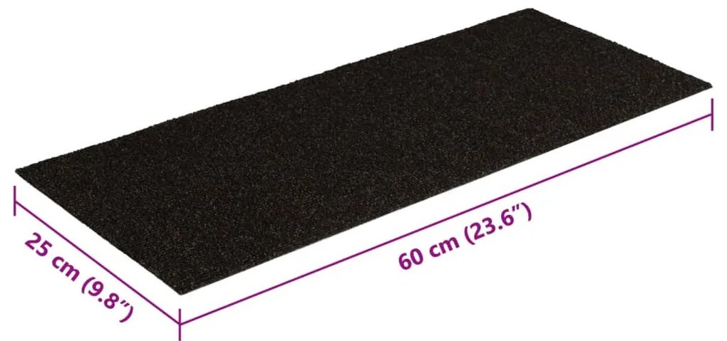 15 db sötétbarna négyszögletes öntapadó lépcsőszőnyeg 60x25 cm