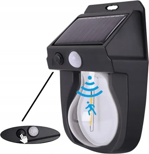 Napelemes Kerti Lámpa Homlokzati Fali Lámpa 1W Led Pir Érzékelővel