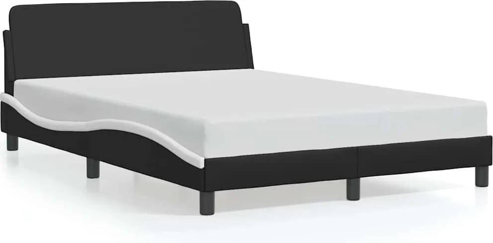 vidaXL fekete és fehér műbőr ágykeret Dover 140 x 200 cm