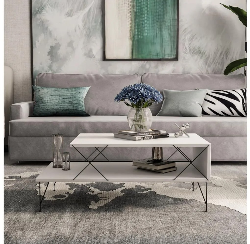 Kávésasztal LOIRE 40x100 cm fehér