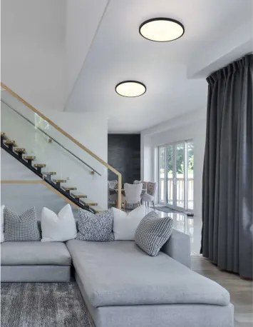 Globo 41566-20S Mennyezeti lámpa matt fekete műanyag, fehér műanyag, felfelé is világít "háttérvilágítás", ø: 300mm, M: 35mm, tartozék: LED 20W 230V, 1700lm forrás, 1000lm kimenet, 4000K