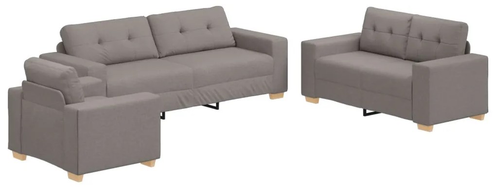3 részes kanapé szett párnákkal, taupe anyaggal