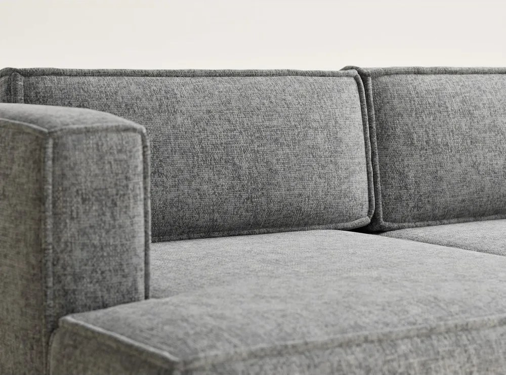 Szürke zsenília kinyitható-tárolóhelyes sarokkanapé (bal oldali-heverő résszel) Velto – Maison de Rêve