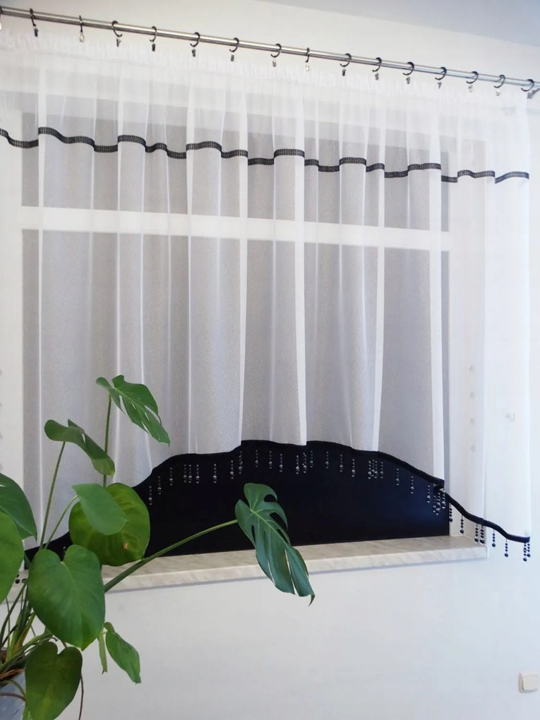 Mg Függöny enzo gyöngyök 05 Fekete hosszú strasszok 300x155cm