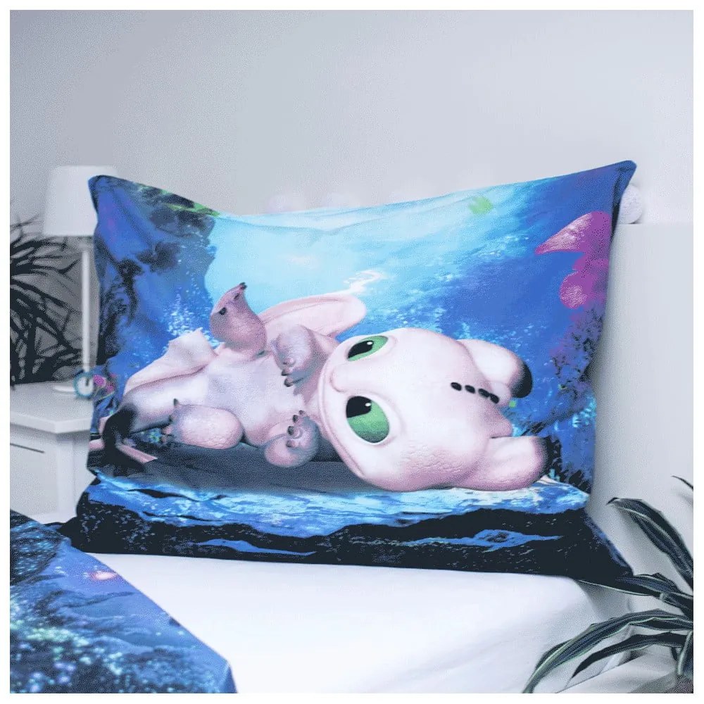 Kék egyszemélyes pamut gyerek ágyneműhuzat 140x200 cm How To Train Your Dragon – Jerry Fabrics