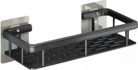 Fürdőszobai akasztós polc öntapadós fekete 1 db