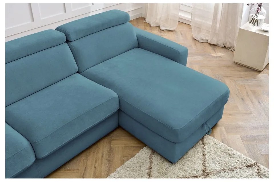Kék kinyitható sarokkanapé (variálható) Monaco – Bobochic Paris