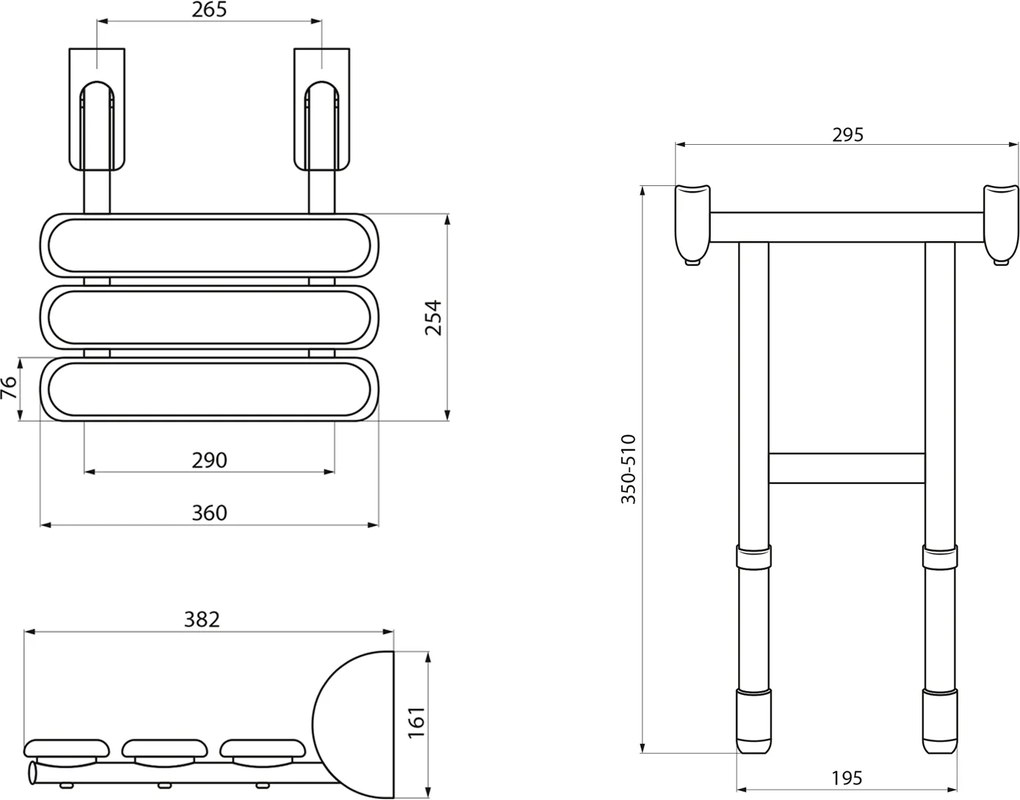 Ridder Ridder, HANDICAP összecsukható zuhanyülőke tartóval, 38x36cm, fehér, A140101-1